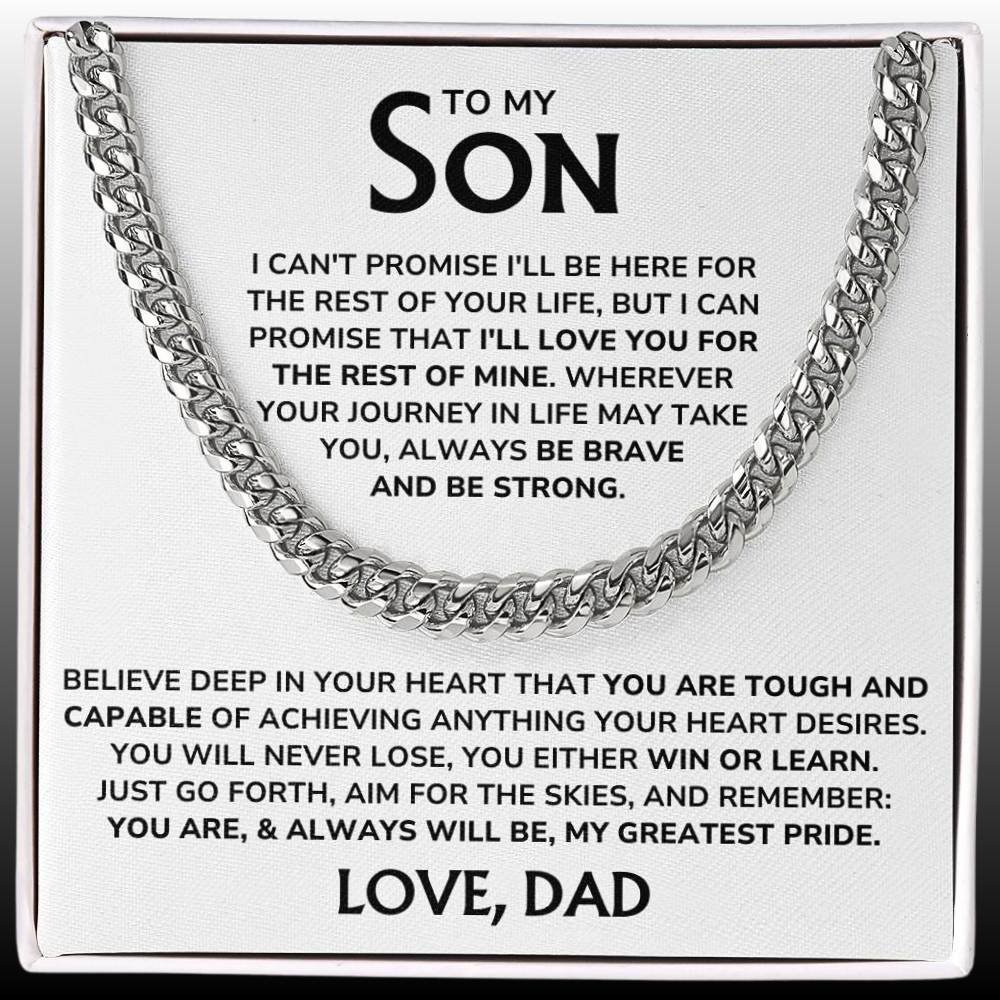 To My Son - "My Greatest Pride" Cuban Link Chain Necklace Gift Set – SN02