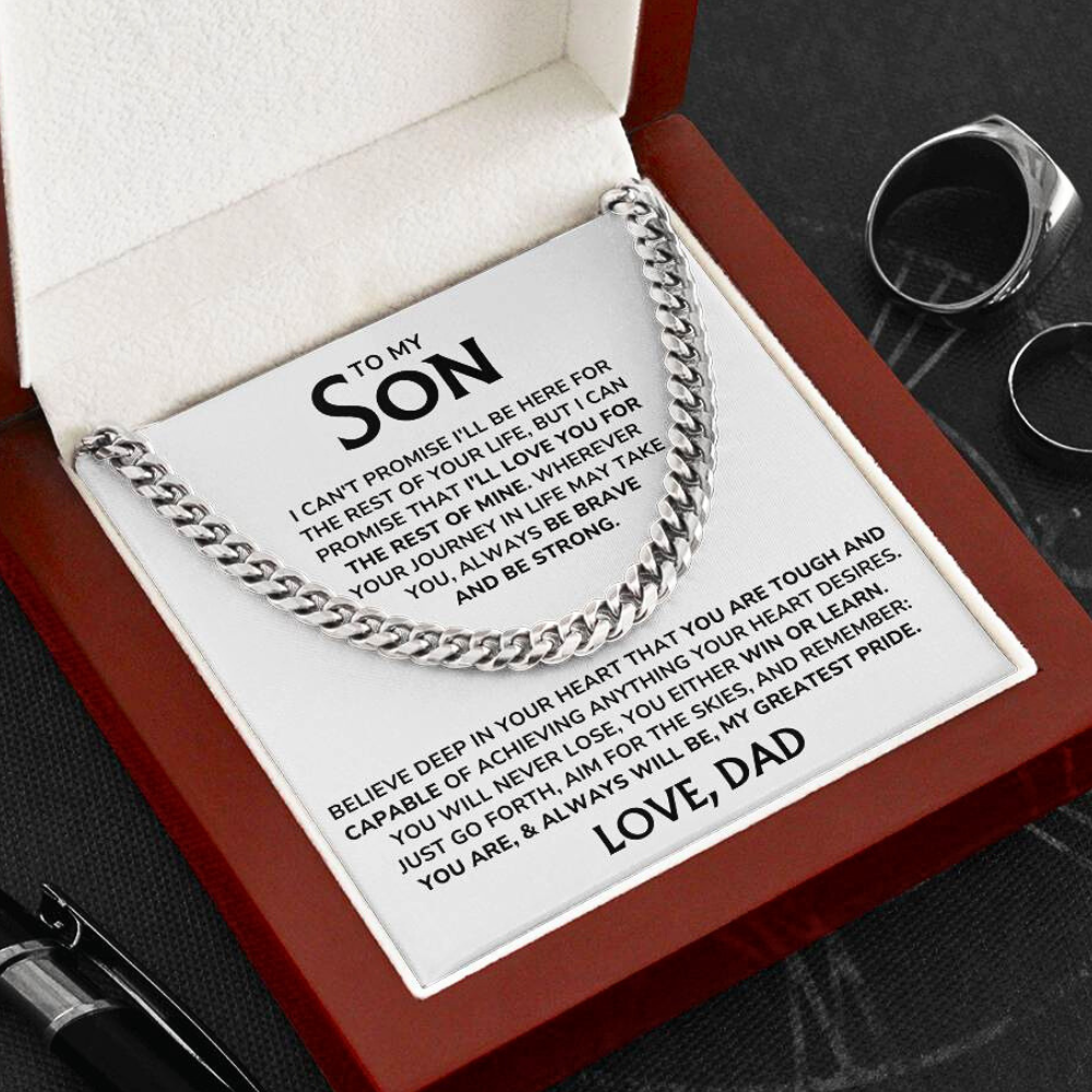 To My Son - "My Greatest Pride" Cuban Link Chain Necklace Gift Set – SN02
