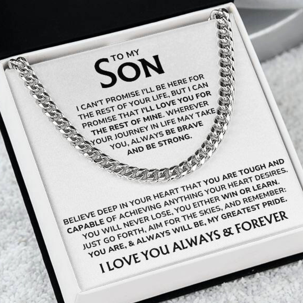 To My Son - "My Greatest Pride" Cuban Link Chain Necklace Gift Set – SN04