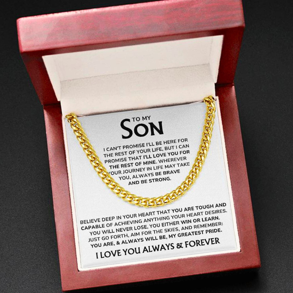 To My Son - "My Greatest Pride" Cuban Link Chain Necklace Gift Set – SN04