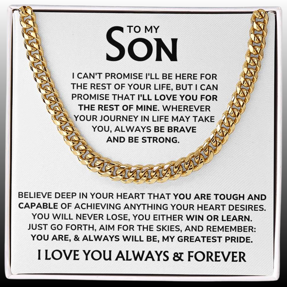 To My Son - "My Greatest Pride" Cuban Link Chain Necklace Gift Set – SN04