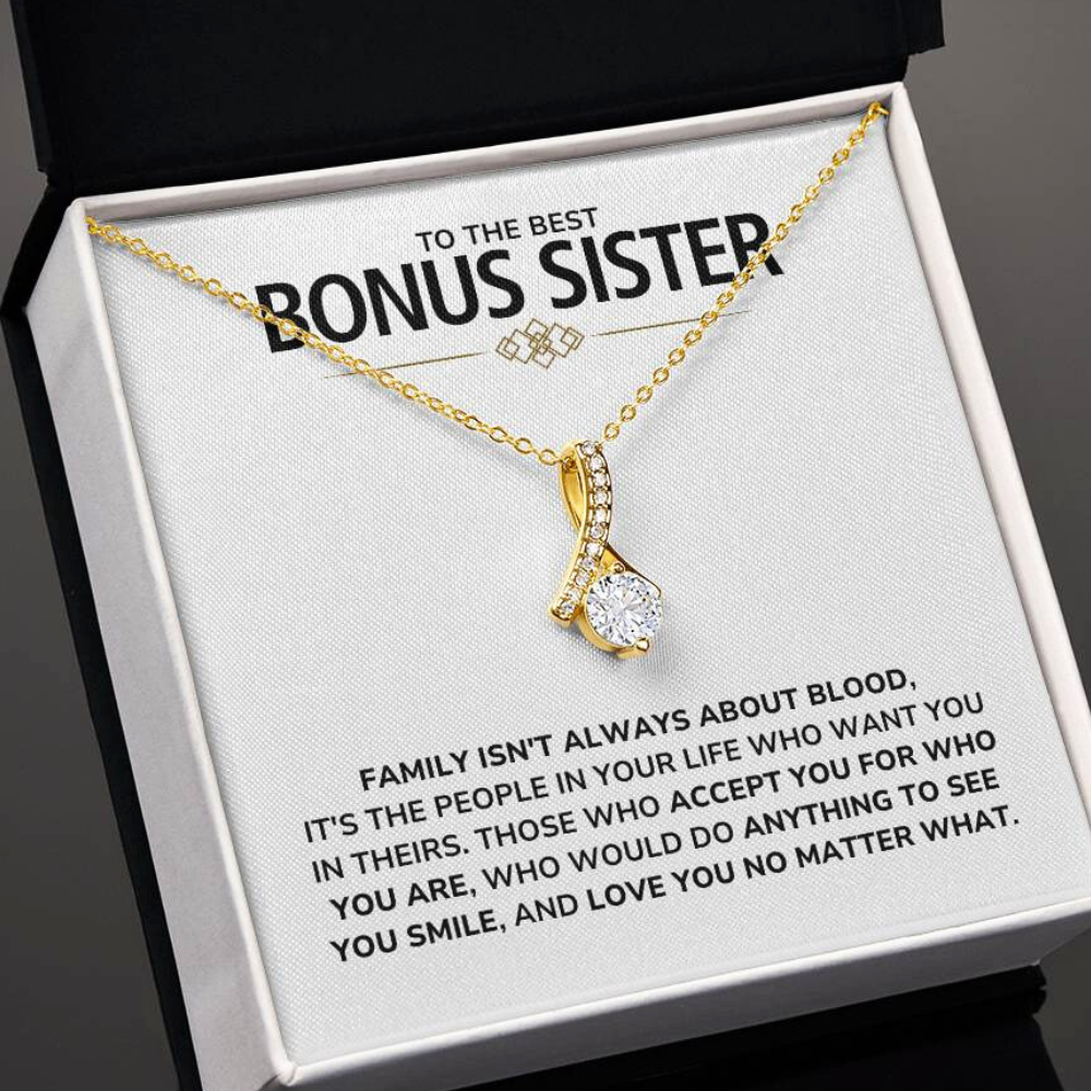 To My Bonus Sister – 'You Are Family' Alluring Beauty Necklace Gift Set – BT01