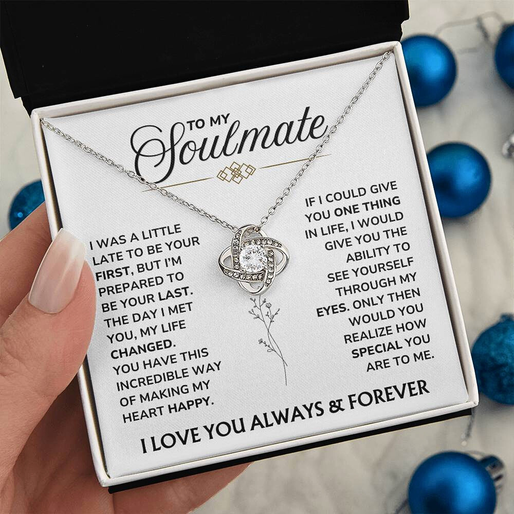 To My Soulmate - "You Changed My Life" Love Knot Necklace Gift Set - SM03
