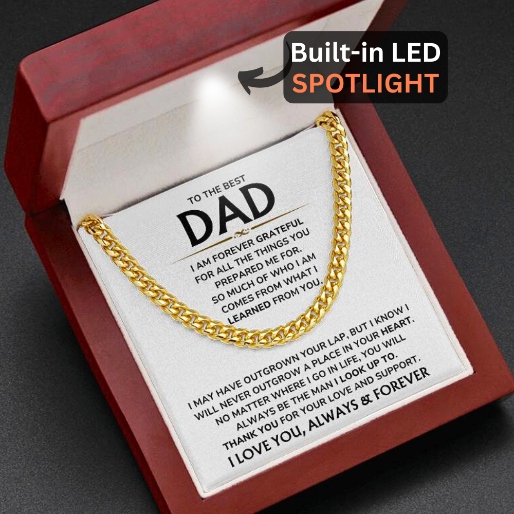 To The Best Dad - "I Am Forever Grateful" Cuban Link Chain Necklace Gift Set - DD01