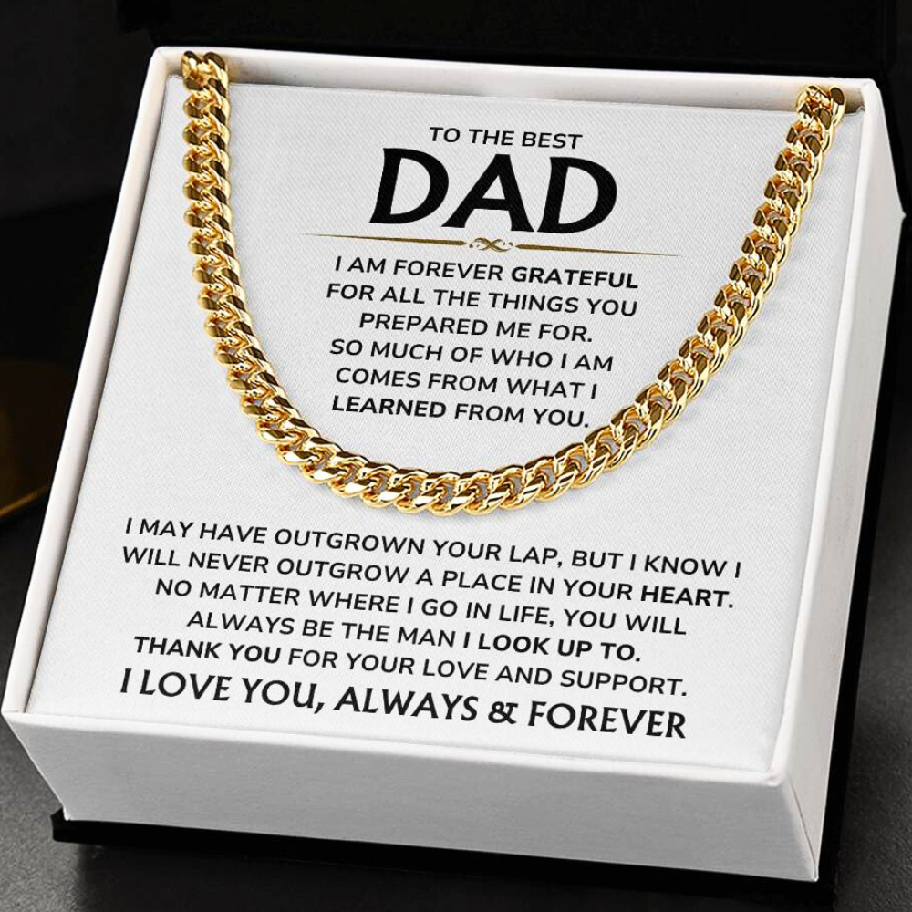 To The Best Dad - "I Am Forever Grateful" Cuban Link Chain Necklace Gift Set - DD01