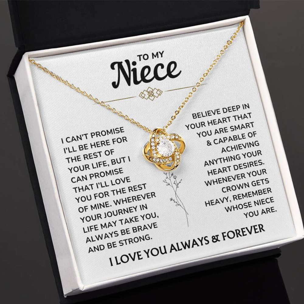 To My Niece – "Be Brave & Strong" Love Knot Necklace Gift Set - NC01