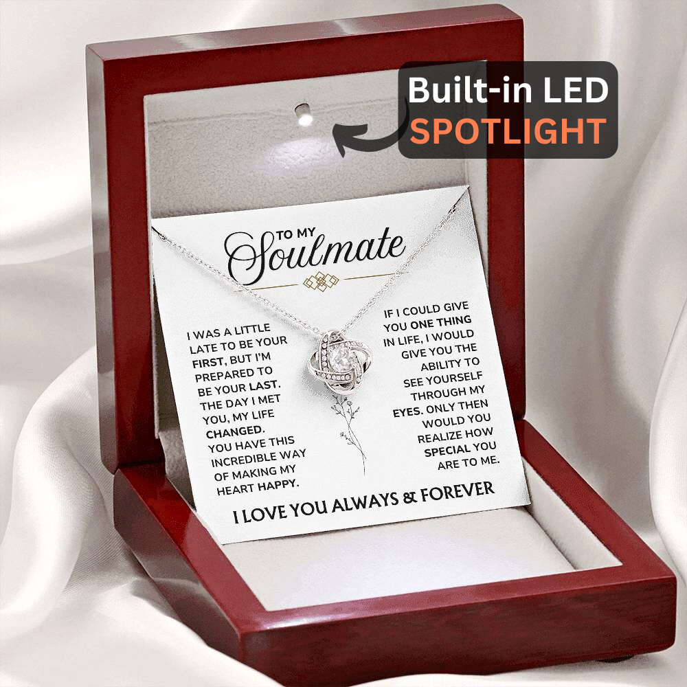 To My Soulmate - "You Changed My Life" Love Knot Necklace Gift Set - SM03