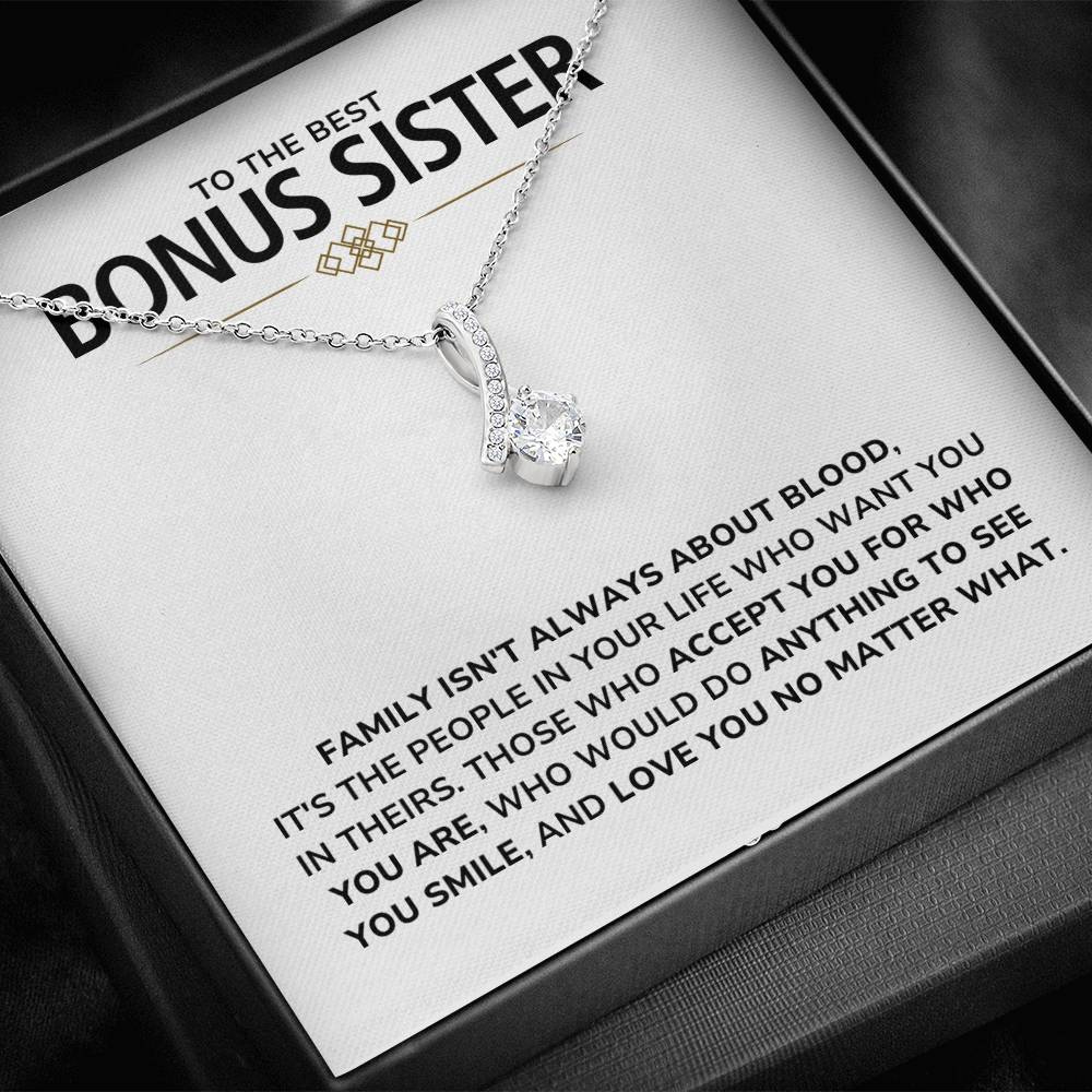 To My Bonus Sister – 'You Are Family' Alluring Beauty Necklace Gift Set – BT01