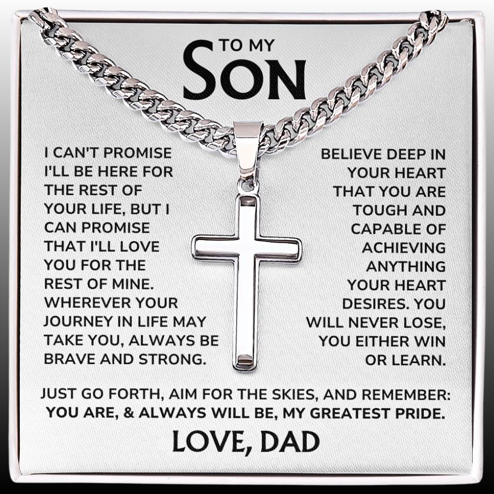 To My Son - "My Greatest Pride" Artisan Cross Cuban Link Chain Gift Set – SN01