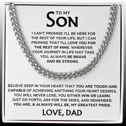 To My Son - "My Greatest Pride" Cuban Link Chain Necklace Gift Set – SN02