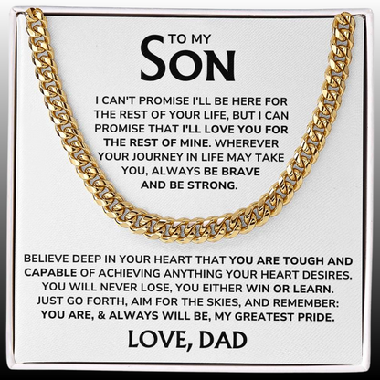 To My Son - "My Greatest Pride" Cuban Link Chain Necklace Gift Set – SN02