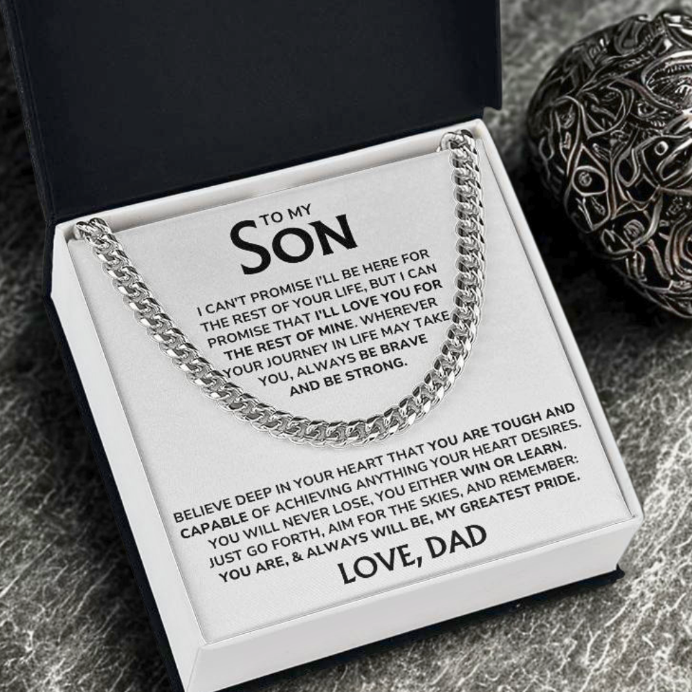 To My Son - "My Greatest Pride" Cuban Link Chain Necklace Gift Set – SN02