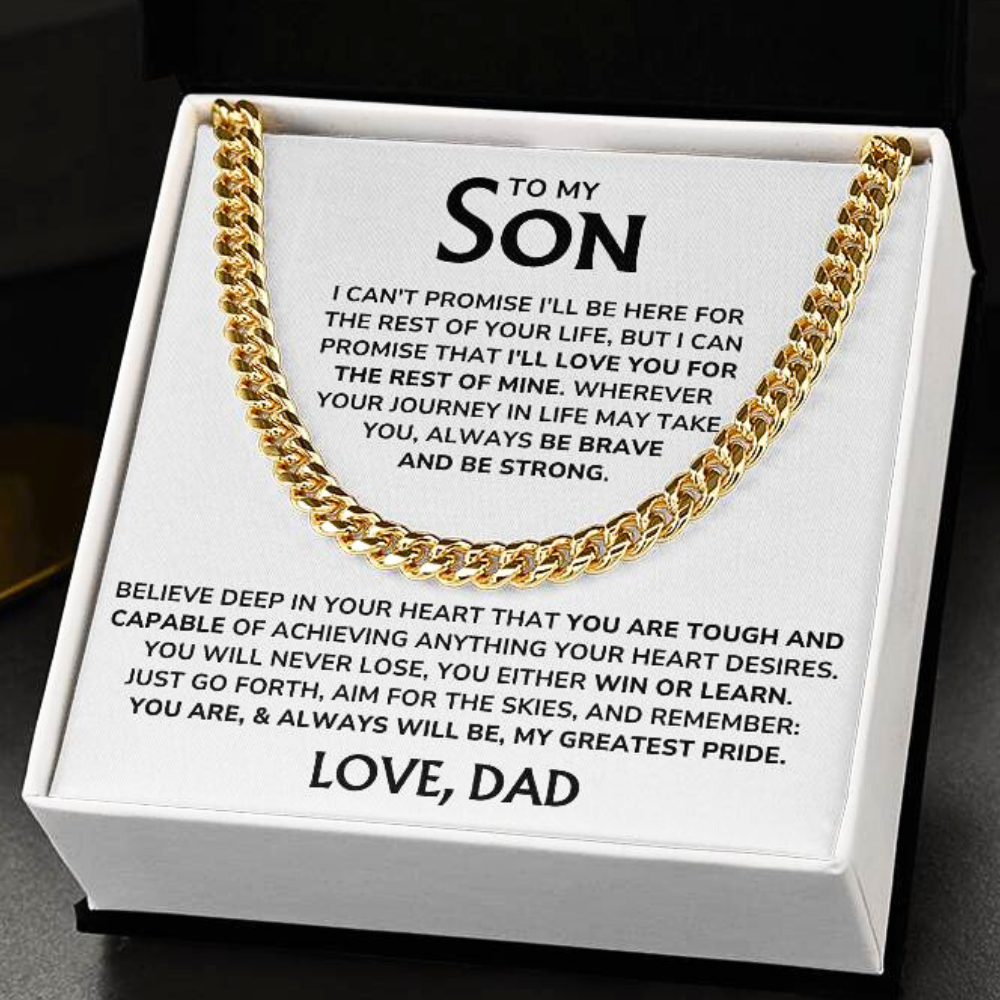 To My Son - "My Greatest Pride" Cuban Link Chain Necklace Gift Set – SN02