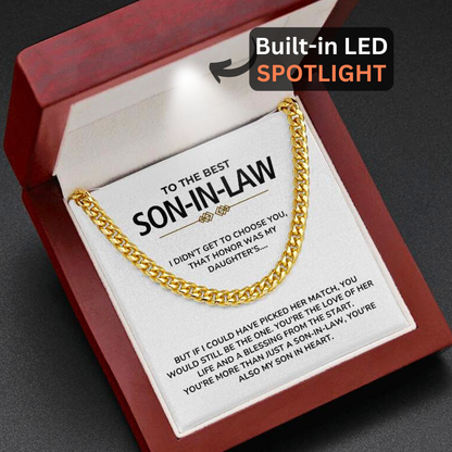 To My Son-in-Law - "My Son In Heart" Cuban Link Chain Necklace Gift Set - SL01