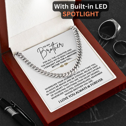 To My Brother – "Always Be Brave, Always Be Strong" Cuban Link Chain Necklace Gift Set - BR01