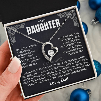 To My Daughter Necklace from Dad - "I'll Always Be Here" Forever Love Necklace Gift Set - DT03v2