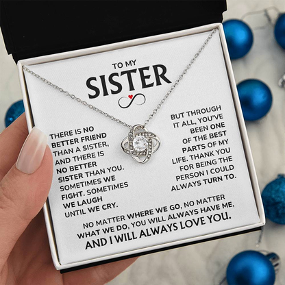 Personalised Sister Jewellery Gift - "Thank You" Love Knot Sister Necklace - SS02v3
