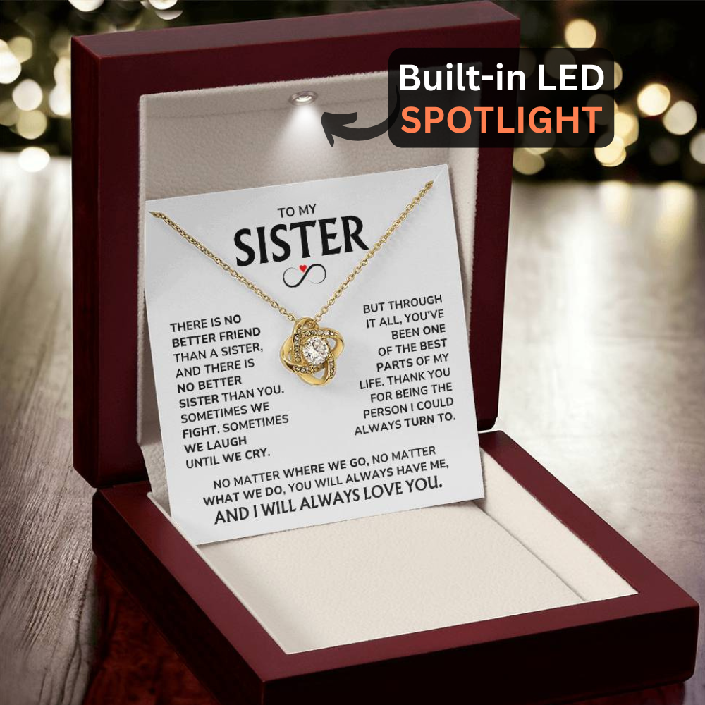 Personalised Sister Jewellery Gift - "Thank You" Love Knot Sister Necklace - SS02v3