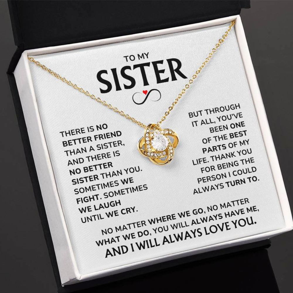 Personalised Sister Jewellery Gift - "Thank You" Love Knot Sister Necklace - SS02v3