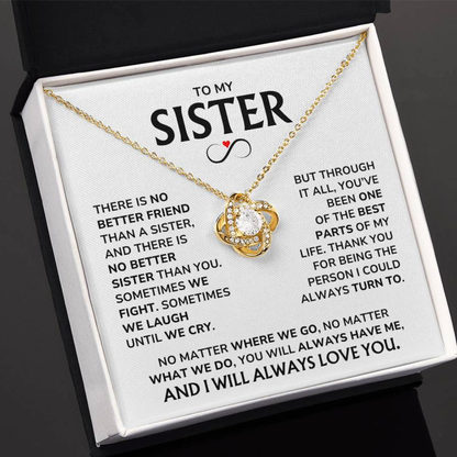 Personalised Sister Jewellery Gift - "Thank You" Love Knot Sister Necklace - SS02v3