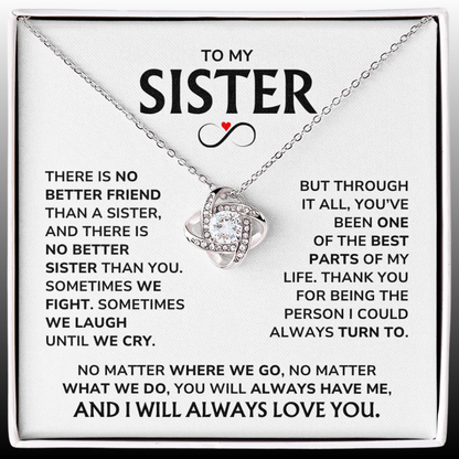 To My Sister Necklace Gift Set - "Thank You" Love Knot Gift For Your Sister - SS02