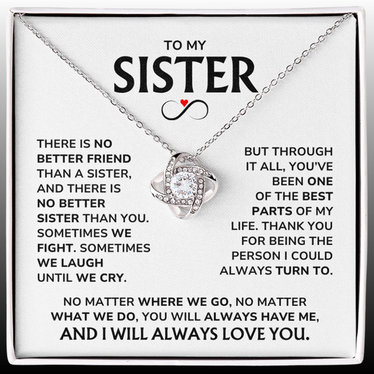 To My Sister Necklace Gift Set - "Thank You" Love Knot Gift For Your Sister - SS02