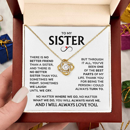 Personalised Sister Jewellery Gift - "Thank You" Love Knot Sister Necklace - SS02v3