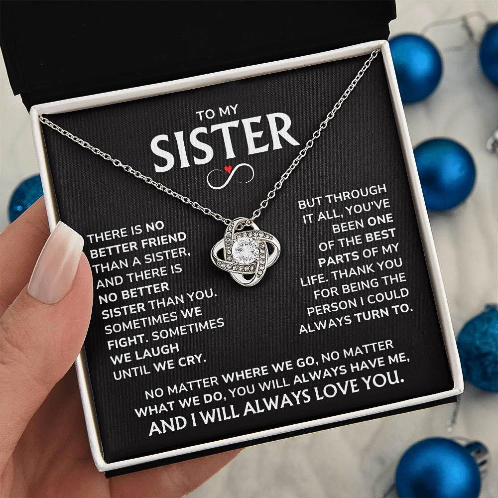 Sister Necklace Gift Set - "Thank You" Love Knot Gift For Your Sister - SS02v2