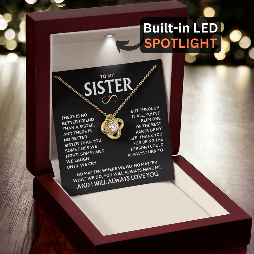 Sister Necklace Gift Set - "Thank You" Love Knot Gift For Your Sister - SS02v2