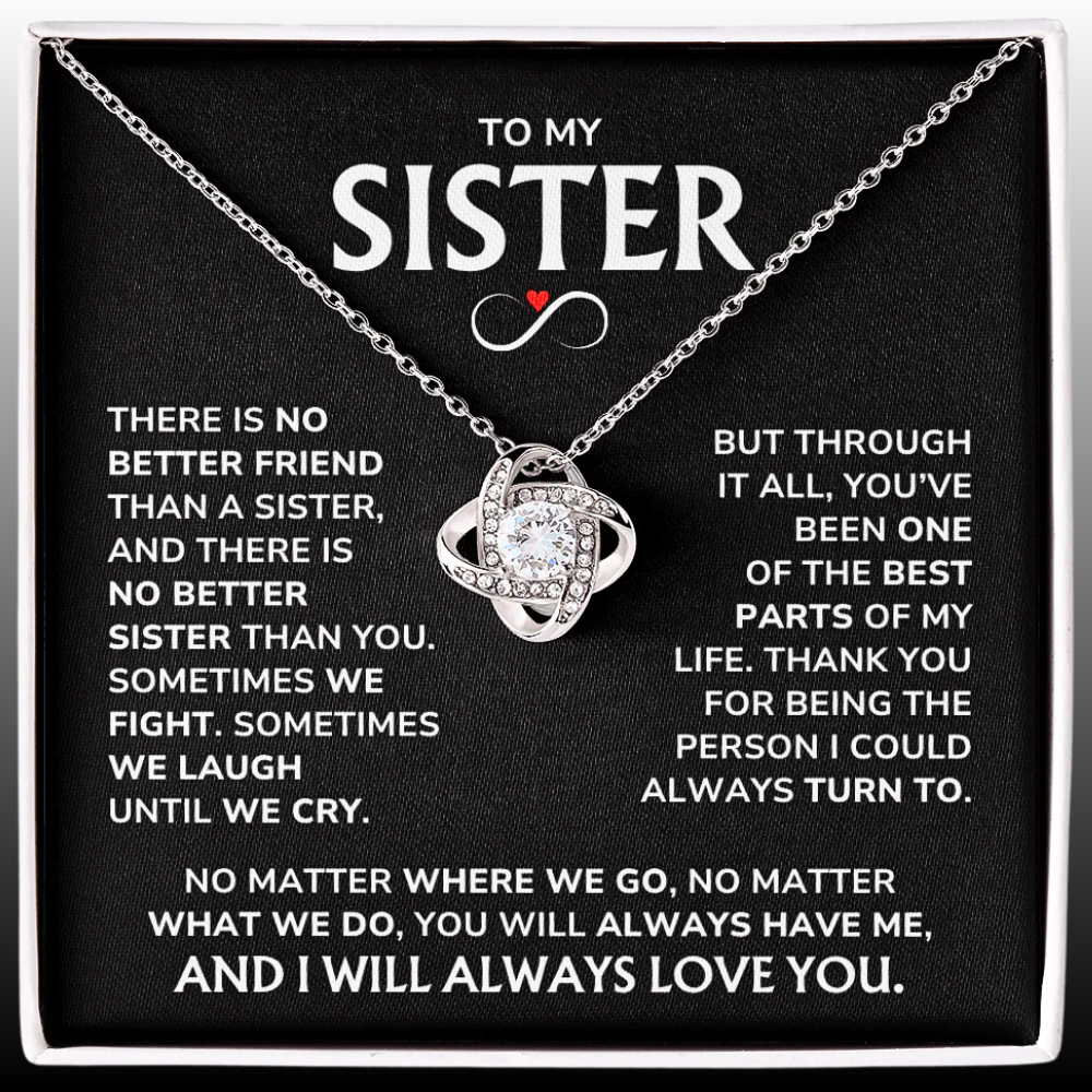 Sister Necklace Gift Set - "Thank You" Love Knot Gift For Your Sister - SS02v2