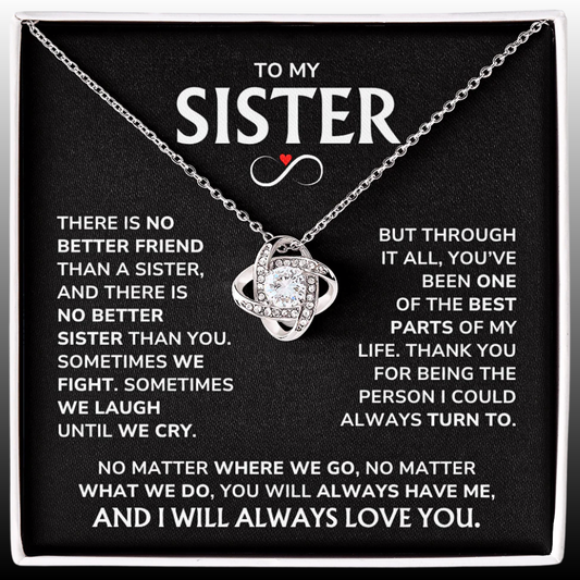 Sister Necklace Gift Set - "Thank You" Love Knot Gift For Your Sister - SS02v2