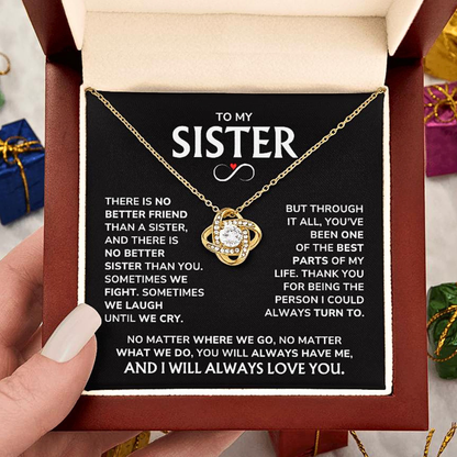 Sister Necklace Gift Set - "Thank You" Love Knot Gift For Your Sister - SS02v2