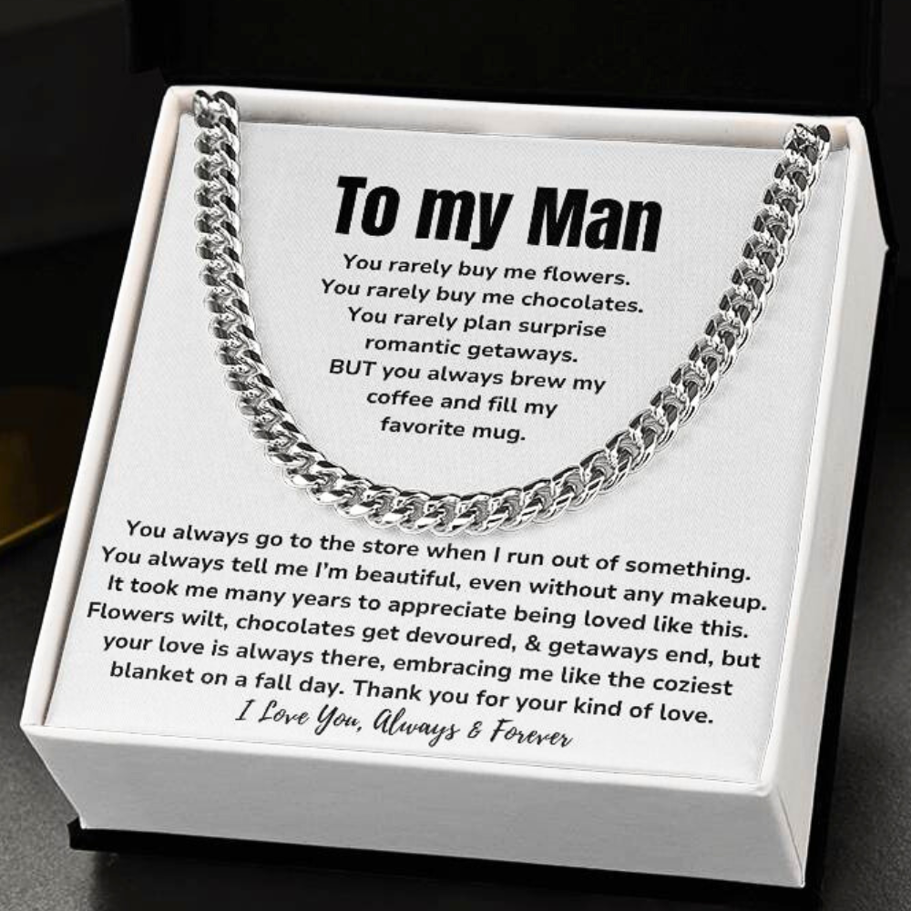 To My Man - "I Love Your Kind of Love" Cuban Link Chain Necklace Gift Set - MN01