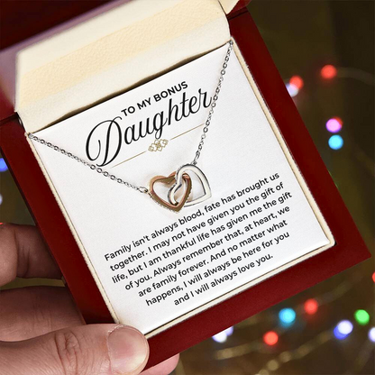 To My Bonus Daughter - "I Will Always Love You" Forever Love Necklace Gift Set - BD02