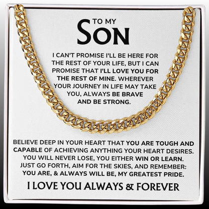 To My Son - "My Greatest Pride" Cuban Link Chain Necklace Gift Set – SN04