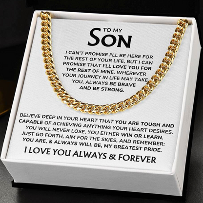 To My Son - "My Greatest Pride" Cuban Link Chain Necklace Gift Set – SN04