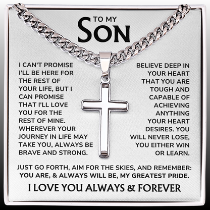 To My Son - "My Greatest Pride" Artisan Cross Cuban Link Chain Gift Set – SN03