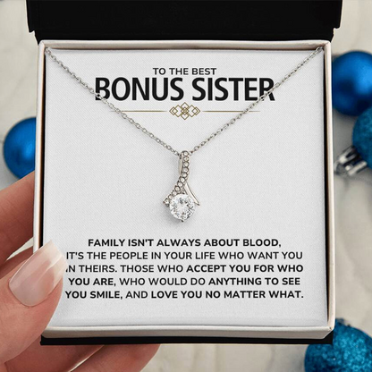 To My Bonus Sister – 'You Are Family' Alluring Beauty Necklace Gift Set – BT01