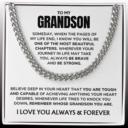 To My Grandson - "Proud of You, Always" Cuban Link Chain Necklace Gift Set – GS02