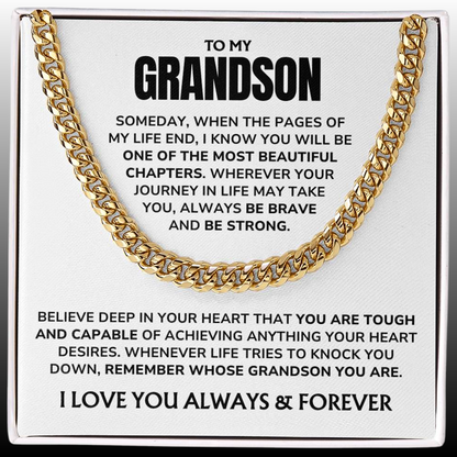 To My Grandson - "Proud of You, Always" Cuban Link Chain Necklace Gift Set – GS02