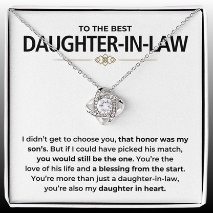 To My Daughter-in-Law - "My Daughter In Heart" Love Knot Necklace Gift Set - DL01