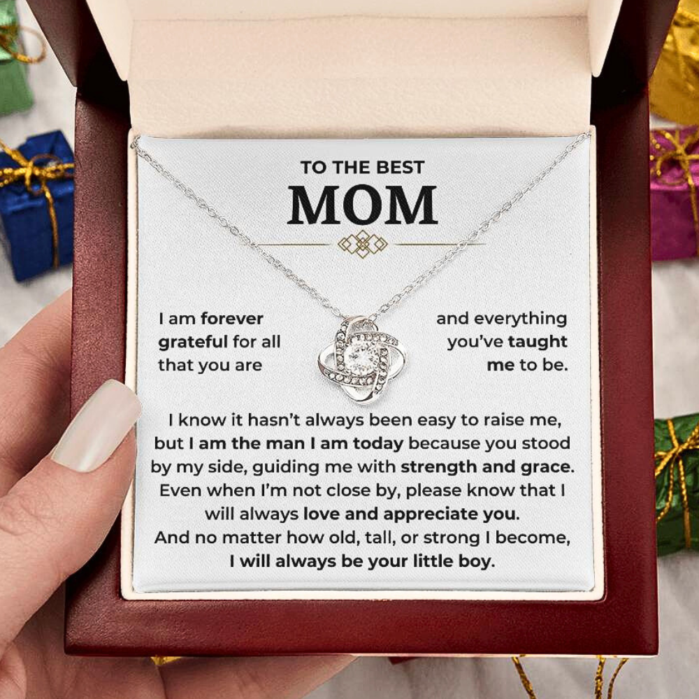 To The Best Mom - "I Will Always Be Your Little Boy" Love Knot Necklace Gift Set - MMS01