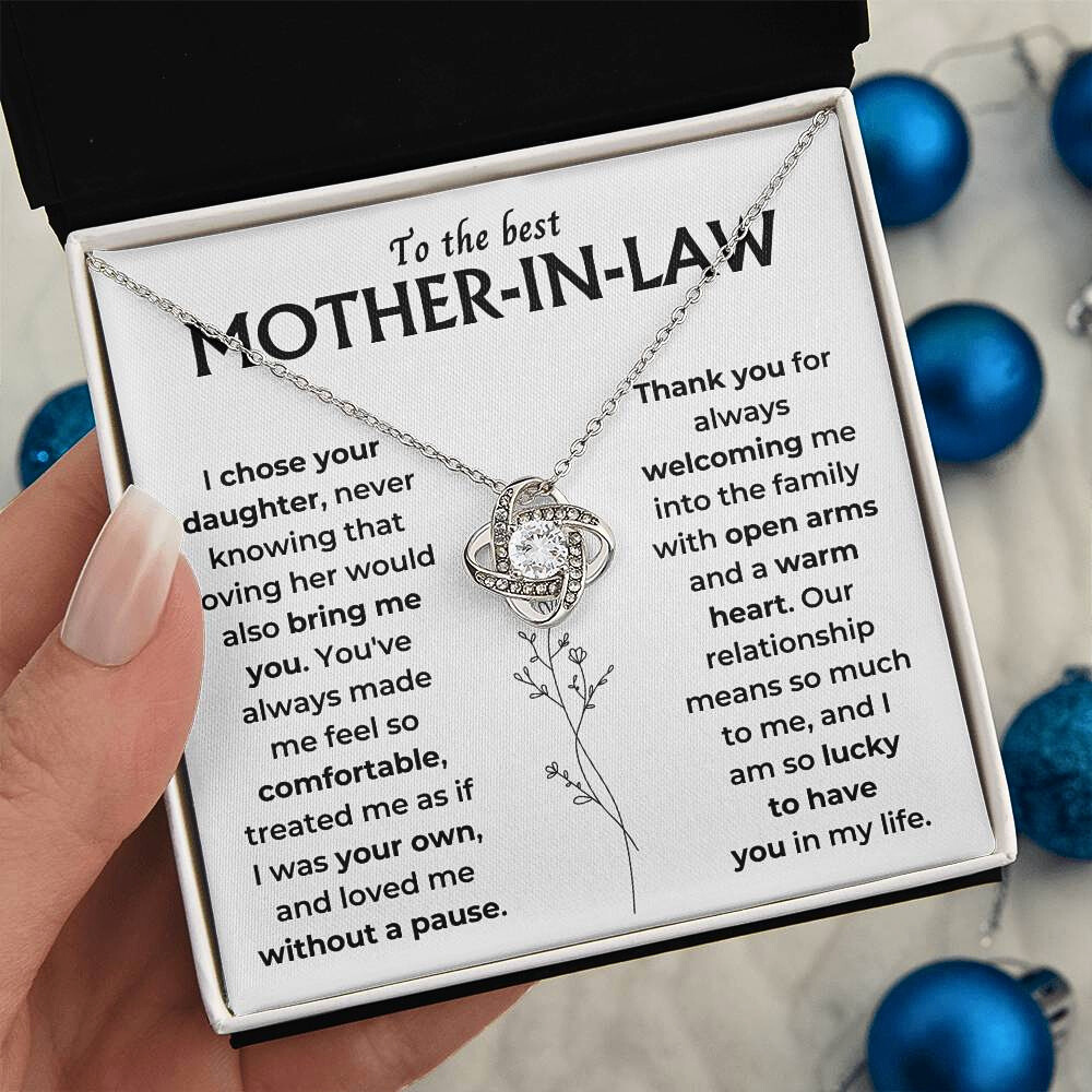 To My Mother-In-Law - "I Am Lucky To Have You" Love Knot Necklace Gift Set - MLH01