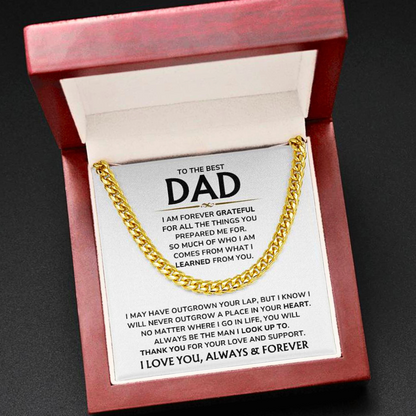 To The Best Dad - "I Am Forever Grateful" Cuban Link Chain Necklace Gift Set - DD01
