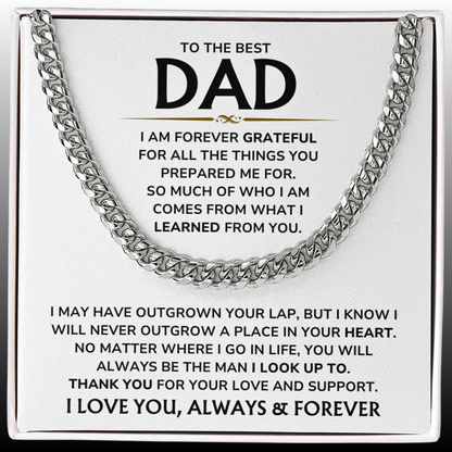 To The Best Dad - "I Am Forever Grateful" Cuban Link Chain Necklace Gift Set - DD01