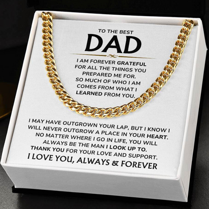 To The Best Dad - "I Am Forever Grateful" Cuban Link Chain Necklace Gift Set - DD01