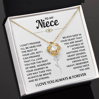 To My Niece – "Be Brave & Strong" Love Knot Necklace Gift Set - NC01