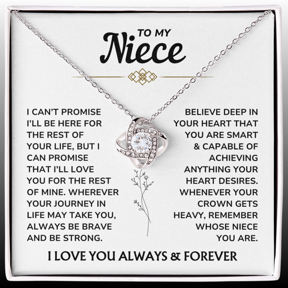 To My Niece – "Be Brave & Strong" Love Knot Necklace Gift Set - NC01