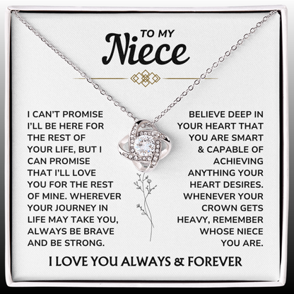 To My Niece – "Be Brave & Strong" Love Knot Necklace Gift Set - NC01
