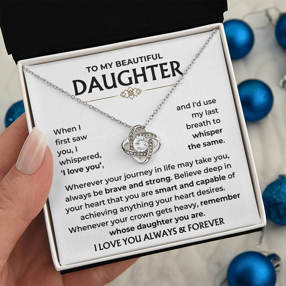 To My Beautiful Daughter - "Always & Forever" Love Knot Necklace Gift Set  - DT01